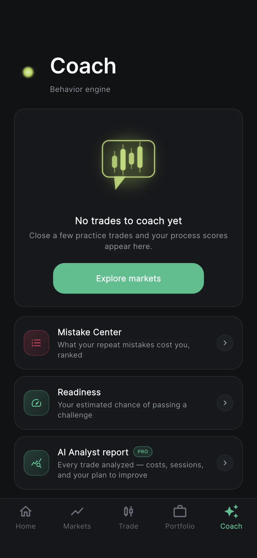 FundedLot mistake coach screen listing detected mistakes with dollar costs